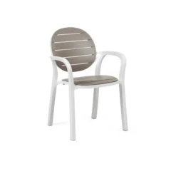 Palma Fauteuil de jardin en polypropylène coloris blanc et taupe><noscript><img width=