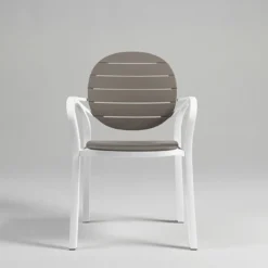 Palma Fauteuil de jardin en polypropylène coloris blanc et taupe><noscript><img width=