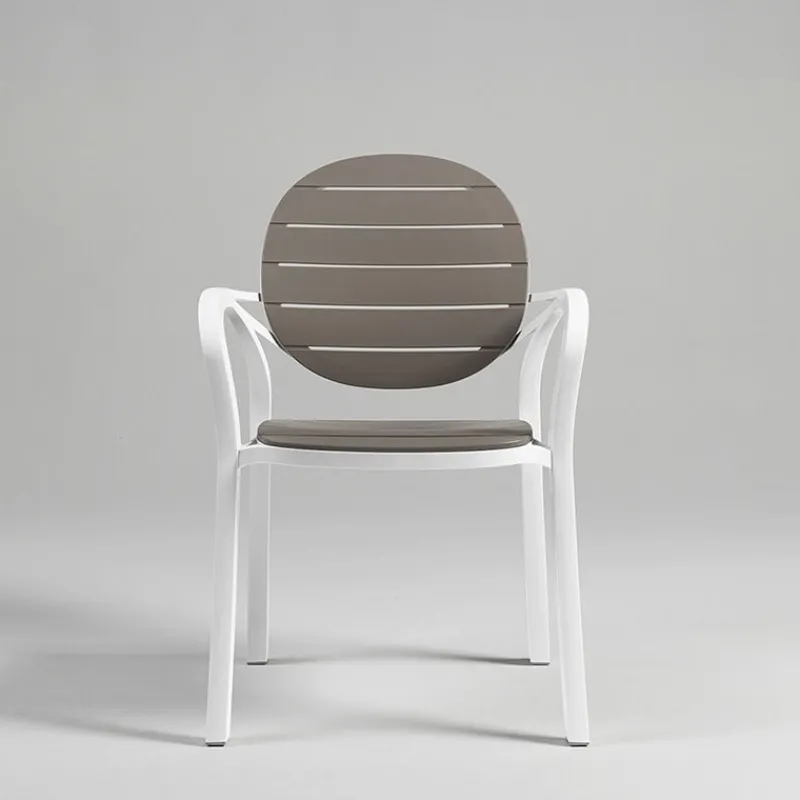 Palma Fauteuil de jardin en polypropylène coloris blanc et taupe> Chaise De Jardin|Fauteuil De Jardin