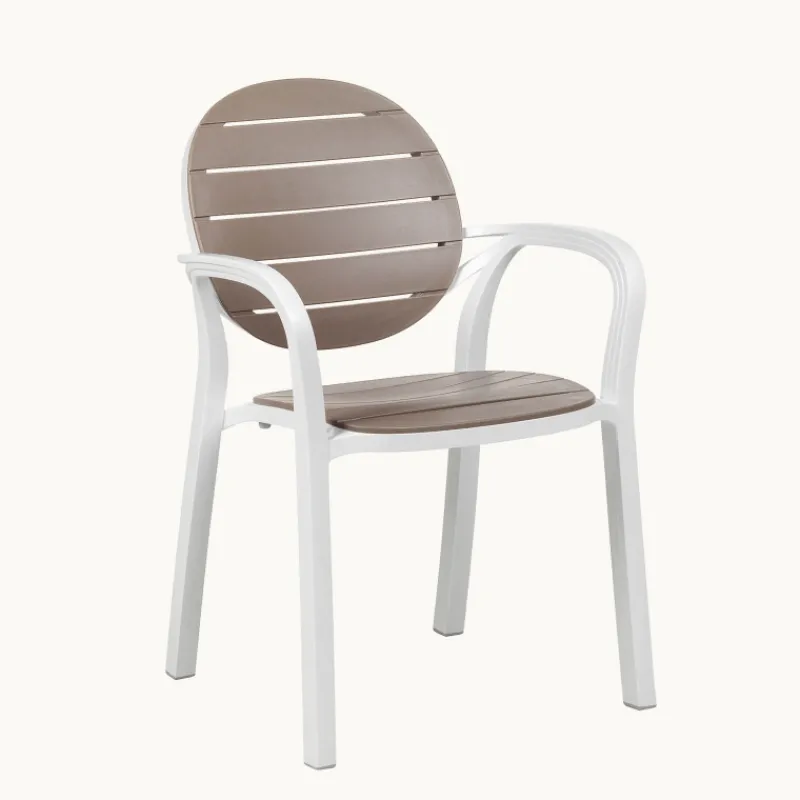 Palma Fauteuil en polypropylène coloris blanc et taupe> Chaise De Cuisine|Chaise De Salle à Manger