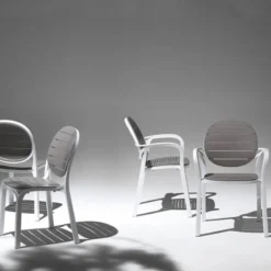 Palma Fauteuil en polypropylène coloris blanc et taupe><noscript><img width=