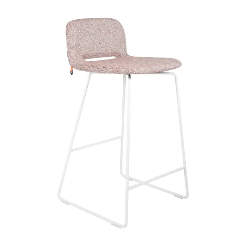 Mobitec Pamp ® Tabouret snack design en tissu avec dossier bas et pieds en métal> Tabouret Snack (assise +/- 65 Cm)|Tabouret De Bar (assise +/- 80 Cm)