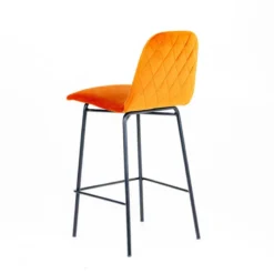Sessio Pandora diamant Tabouret snack dos matelassé en tissu et pieds métal><noscript><img width=