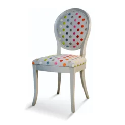 Paget Pauline Chaise médaillon en bois massif et tissu fabrication française><noscript><img width=