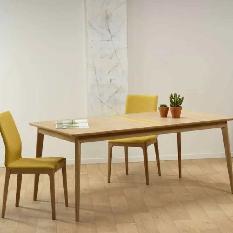 Dasras Paul Table extensible scandinave en boisavec liseré coloré> Table De Salle à Manger