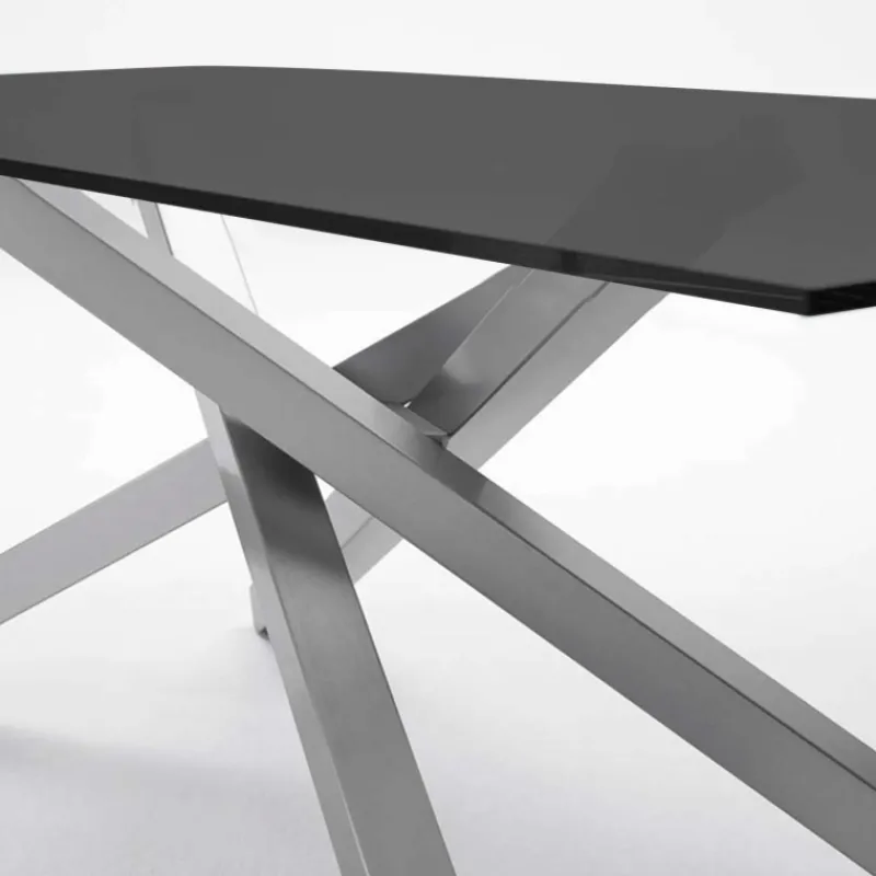 Midj Péchino ® Table design en verre trempé et piétement mikado en métal> Table De Salle à Manger