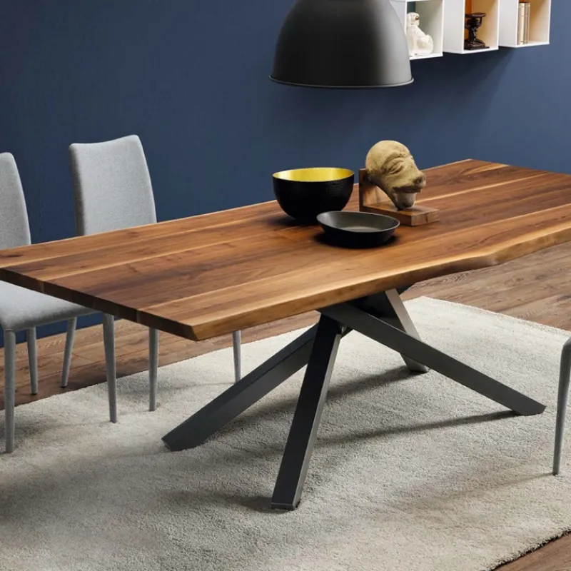 Midj Pechino ® Table design en bois massif piétement mikado en métal> Table De Salle à Manger