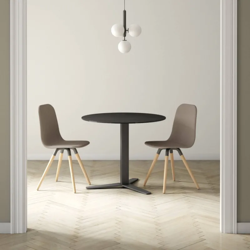 Cancio Peliccan Table ronde petit espace en céramique et métal> Table De Cuisine|Table Pour Petit Espace