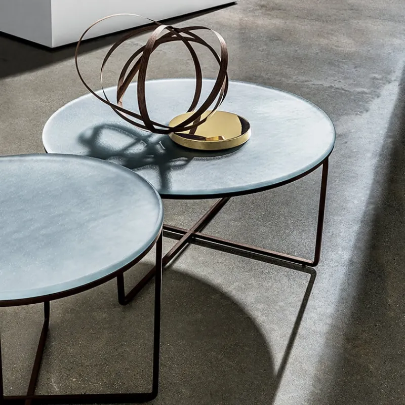 Sovet Italia Piktor Sovet Table basse ronde en verre> Table De Salon
