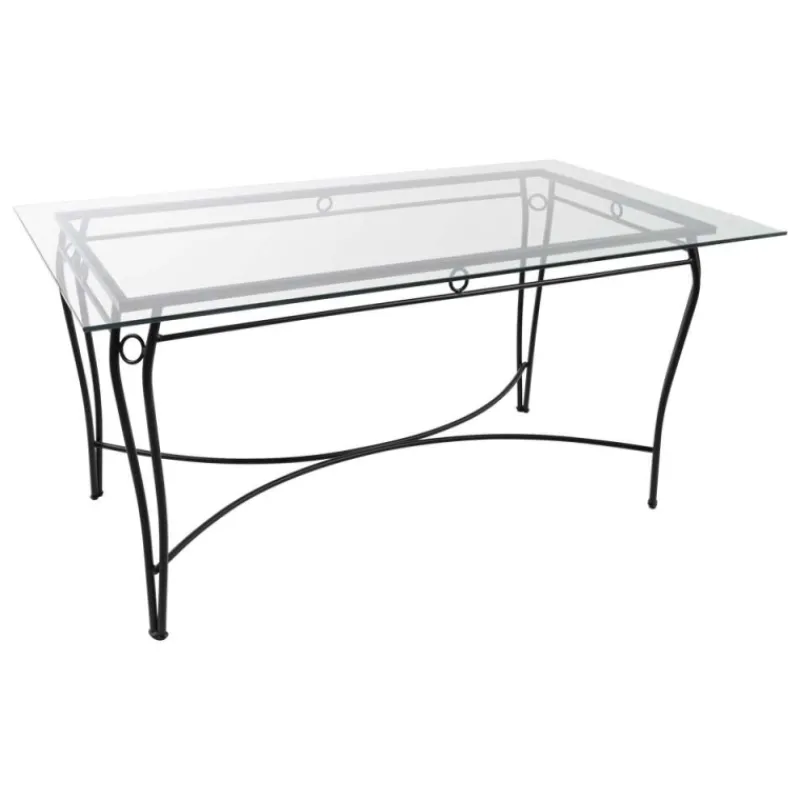 Jayso Pisa Table d'extérieur provençale en verre trempé et acier> Table De Jardin