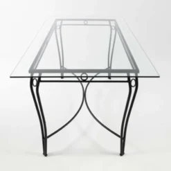 Jayso Pisa Table d'extérieur provençale en verre trempé et acier><noscript><img width=