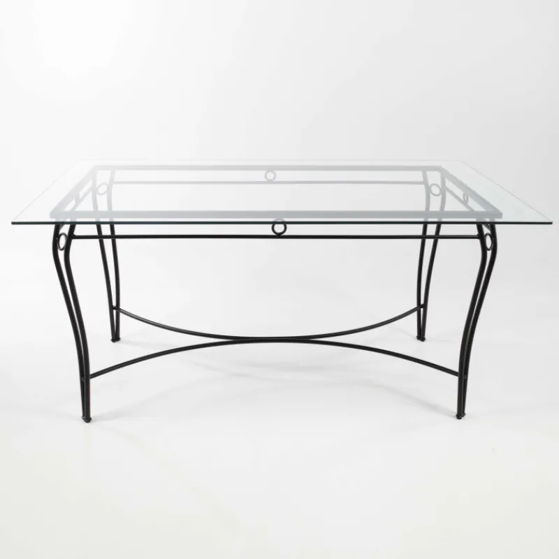 Jayso Pisa Table provençale en verre trempé et acier> Table De Salle à Manger