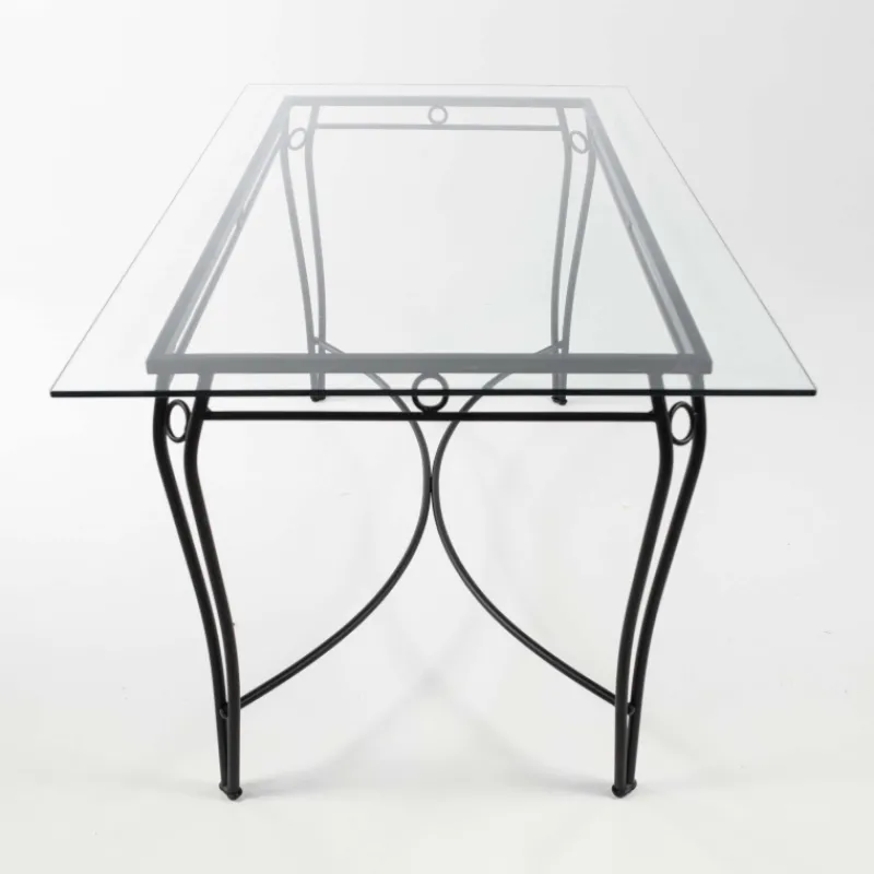 Jayso Pisa Table provençale en verre trempé et acier> Table De Salle à Manger