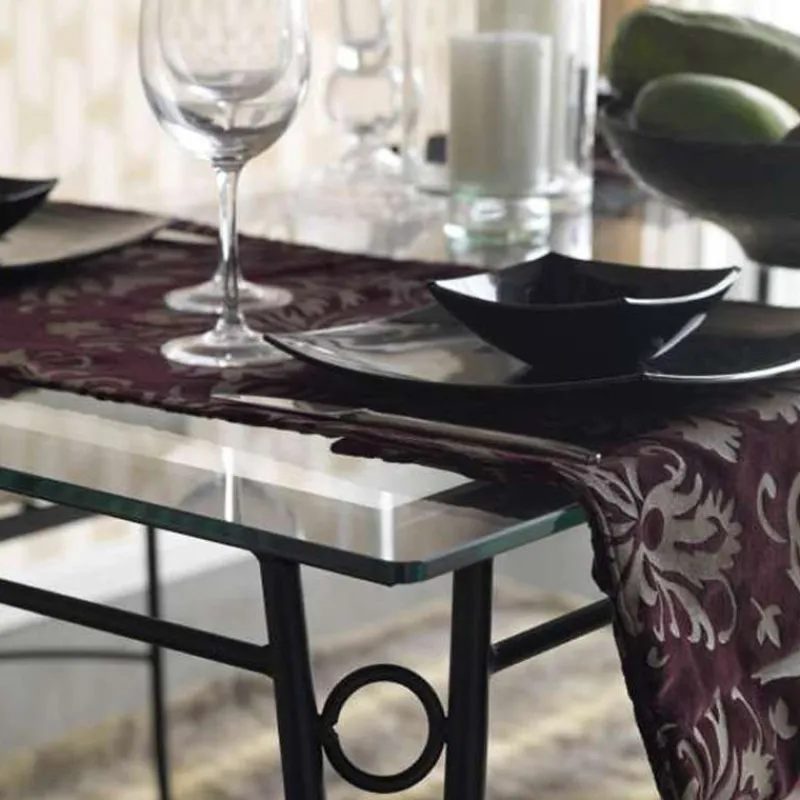 Jayso Pisa Table provençale en verre trempé et acier> Table De Salle à Manger