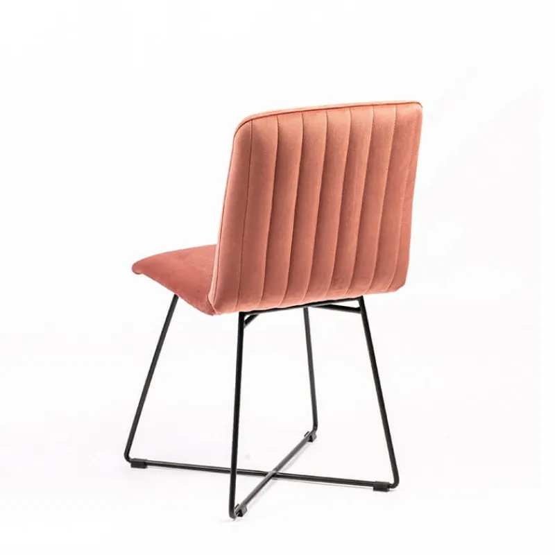 Sessio Plaza line Chaise design en tissu avec dos matelassé et pieds en métal croisés> Chaise De Salle à Manger|Chaise Salon