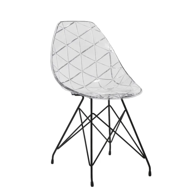 Prisma Chaise design coque transparente avec pieds eiffel en métal noir> Chaise De Salle à Manger|Chaise Salon