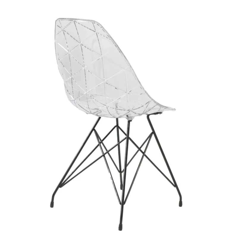 Prisma Chaise design coque transparente avec pieds eiffel en métal noir> Chaise De Salle à Manger|Chaise Salon