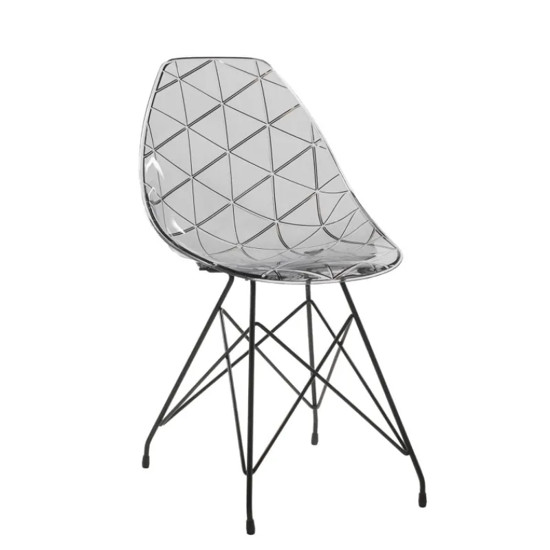 Prisma Chaise design coque transparente avec pieds eiffel en métal noir> Chaise De Salle à Manger|Chaise Salon