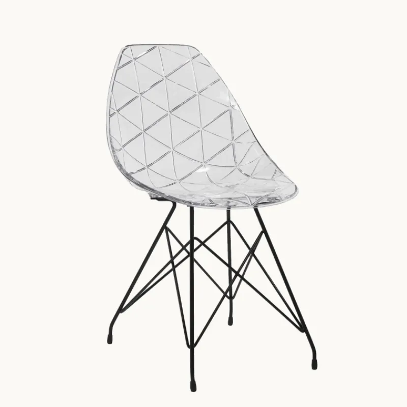 Prisma Chaise design coque transparente avec pieds eiffel en métal noir> Chaise De Salle à Manger|Chaise Salon