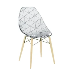 Prisma Chaise scandinave transparente avec pieds en bois><noscript><img width=