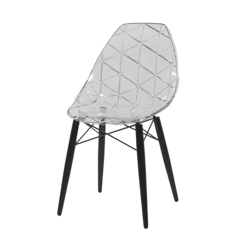 Prisma Chaise scandinave transparente avec pieds en bois> Chaise De Salle à Manger|Chaise Salon