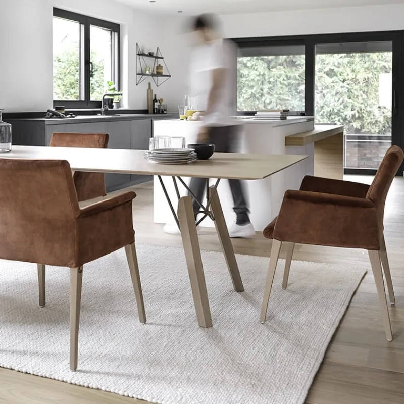 Mobitec Pure classic ® Fauteuil cocooning en tissu avec pieds en bois> Chaise De Salle à Manger|Chaise Salon