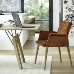 Mobitec Pure classic ® Fauteuil cocooning en tissu avec pieds en bois><noscript><img width=