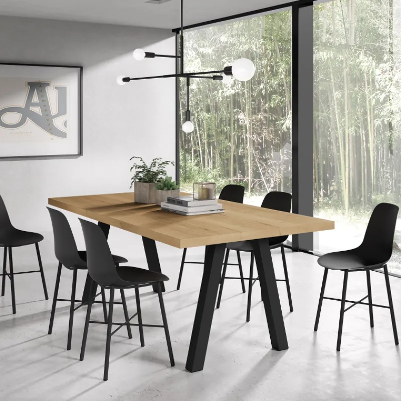 Perfecta Queen Table de salle à manger rectangulaire moderne avec pieds en métal> Table De Salle à Manger