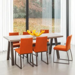 Perfecta Queen Table de salle à manger rectangulaire moderne avec pieds en métal> Table De Salle à Manger
