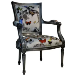 Paget Quentin Fauteuil cabriolet Louis 16 fabrication française en tissu et bois massif><noscript><img width=