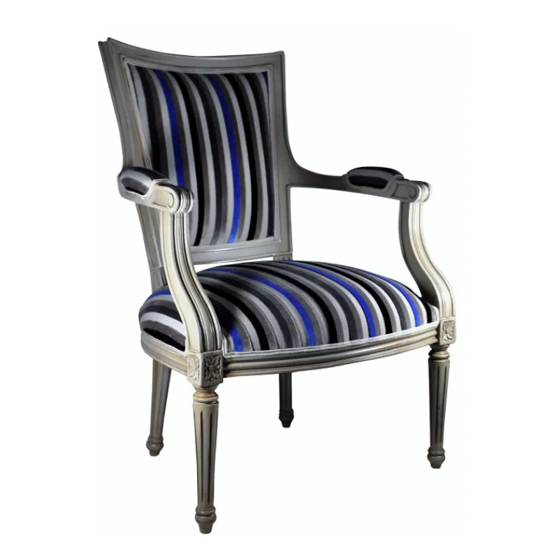 Paget Quentin Fauteuil cabriolet Louis 16 fabrication française en tissu et bois massif> Fauteuil De Salon