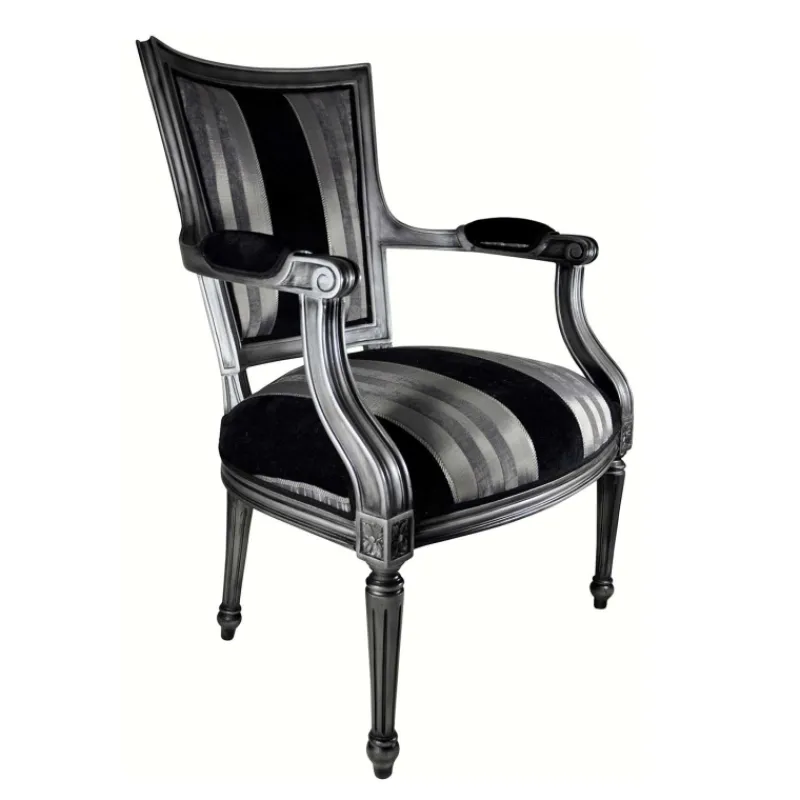 Paget Quentin Fauteuil cabriolet Louis 16 fabrication française en tissu et bois massif> Fauteuil De Salon