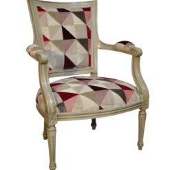 Paget Quentin Fauteuil cabriolet Louis 16 fabrication française en tissu et bois massif><noscript><img width=
