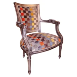 Paget Quentin Fauteuil cabriolet Louis 16 fabrication française en tissu et bois massif><noscript><img width=