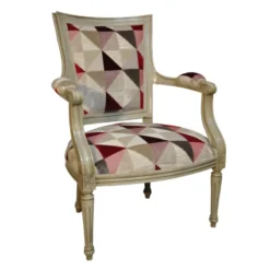 Paget Quentin Fauteuil cabriolet Louis 16 fabrication française en tissu et bois massif><noscript><img width=