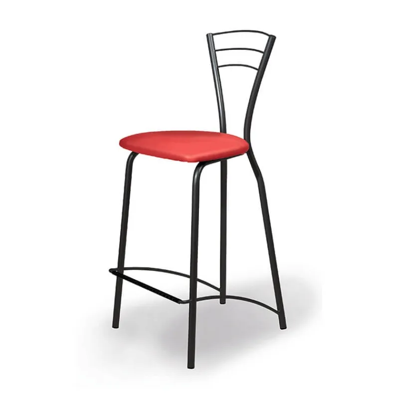 Carrier Rebecca Tabouret haut avec dossier et pieds en métal fabriqué en France> Tabouret Snack (assise +/- 65 Cm)|Tabouret De Bar (assise +/- 80 Cm)