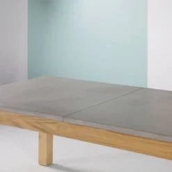 Neoh Repas Table française extensible en béton ciré et bois massif> Table De Salle à Manger