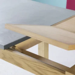 Neoh Repas Table française extensible en béton ciré et bois massif><noscript><img width=