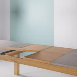 Neoh Repas Table française extensible en béton ciré et bois massif><noscript><img width=