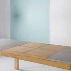 Neoh Repas Table française extensible en béton ciré et bois massif><noscript><img width=