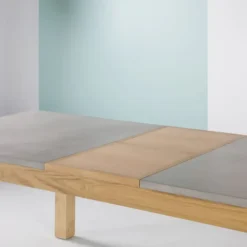 Neoh Repas Table française extensible en béton ciré et bois massif><noscript><img width=