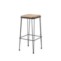 Jayso Riopar Tabouret haut assise bois pieds métal style industriel> Tabouret Snack (assise +/- 65 Cm)|Tabouret De Bar (assise +/- 80 Cm)