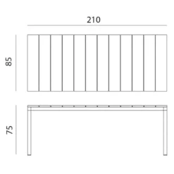Rio Table de jardin en aluminium rectangulaire fabriquée en Italie><noscript><img width=