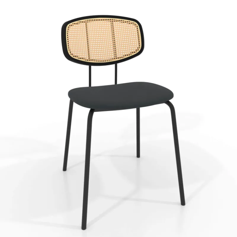 Perfecta Ritmo Chaise rétro avec dossier en cannage rotin et assise en simili> Chaise De Cuisine|Chaise De Salle à Manger