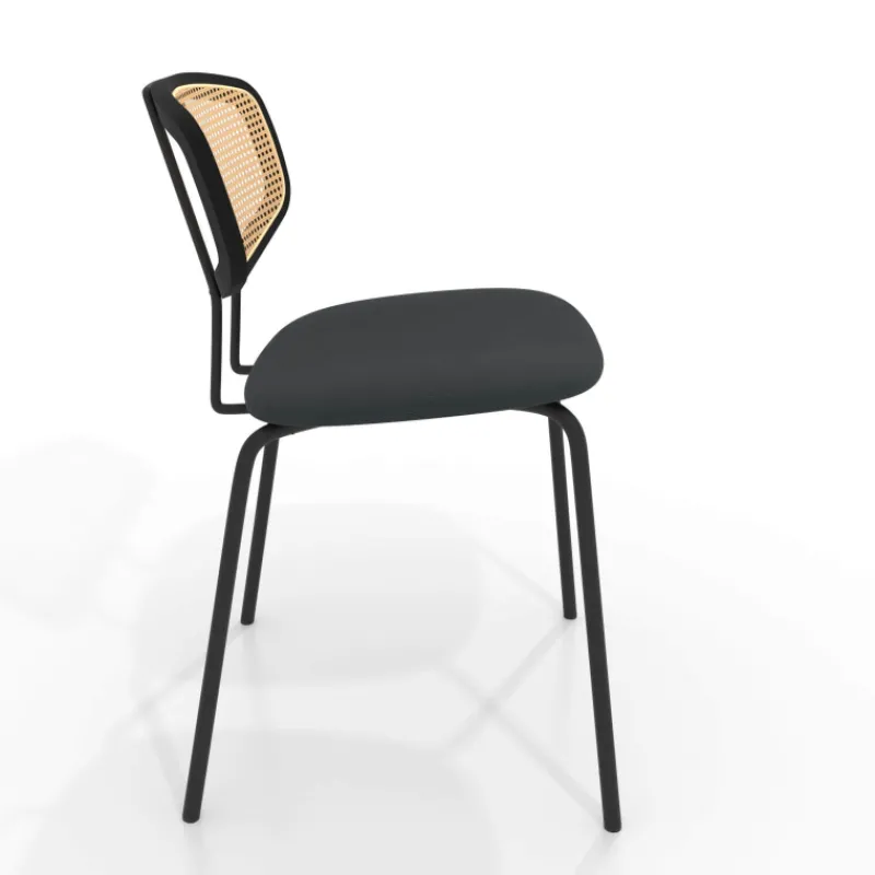 Perfecta Ritmo Chaise rétro avec dossier en cannage rotin et assise en simili> Chaise De Cuisine|Chaise De Salle à Manger