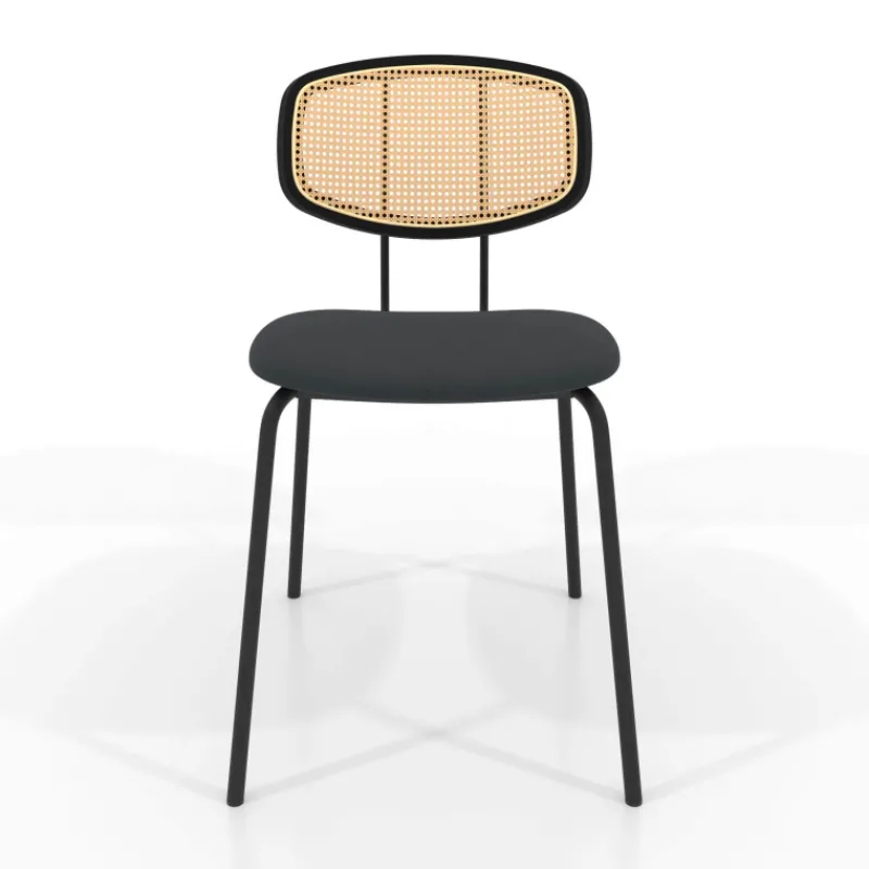 Perfecta Ritmo Chaise rétro avec dossier en cannage rotin et assise en simili> Chaise De Cuisine|Chaise De Salle à Manger