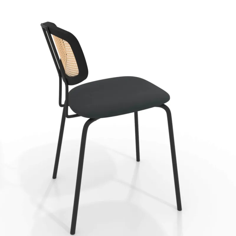Perfecta Ritmo Chaise rétro avec dossier en cannage rotin et assise en simili> Chaise De Cuisine|Chaise De Salle à Manger