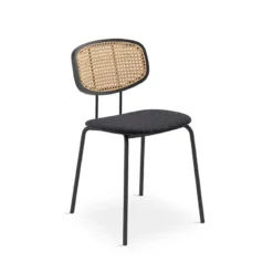 Perfecta Ritmo Chaise vintage dossier en cannage rotin et assise tissu> Chaise De Salle à Manger|Chaise Salon