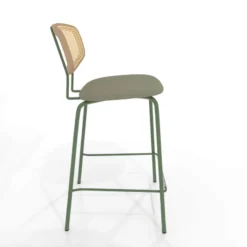 Perfecta Ritmo Tabouret snack rétro avec dossier cannage rotin et assise en simili><noscript><img width=