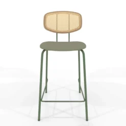 Perfecta Ritmo Tabouret snack rétro avec dossier cannage rotin et assise en simili><noscript><img width=